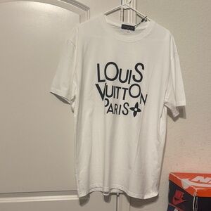 Louis Vuitton White Tee with Black Graphic